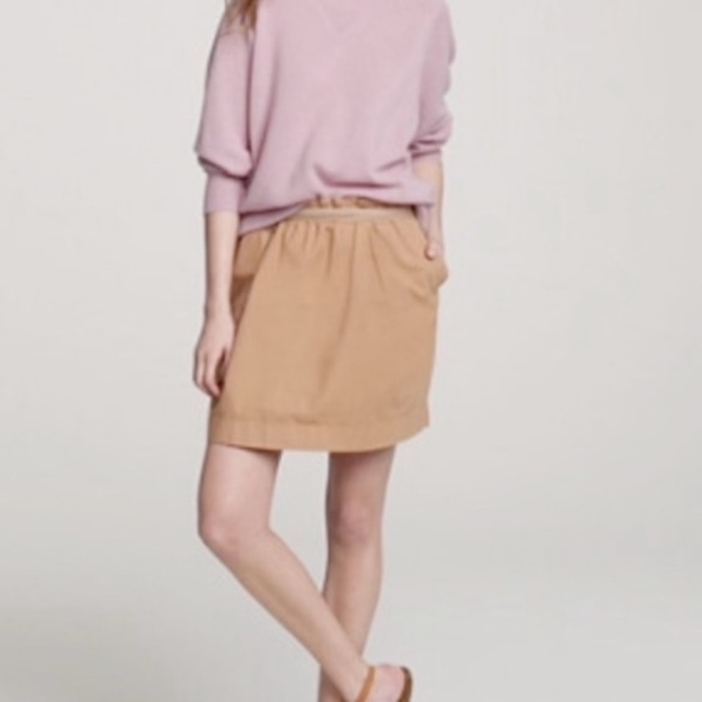 JCrew Wool Blend Bunched Waist Skirt in Camel